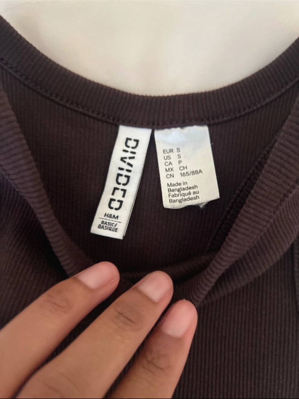 H&M Dark Brown Ribbed Racerback Crop Tank - Picture 2 of 4